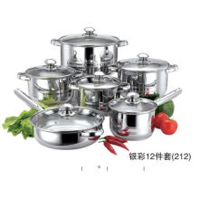 12PCS Stainless Steel Microwave Cookware Set With Stainless Steel Handle